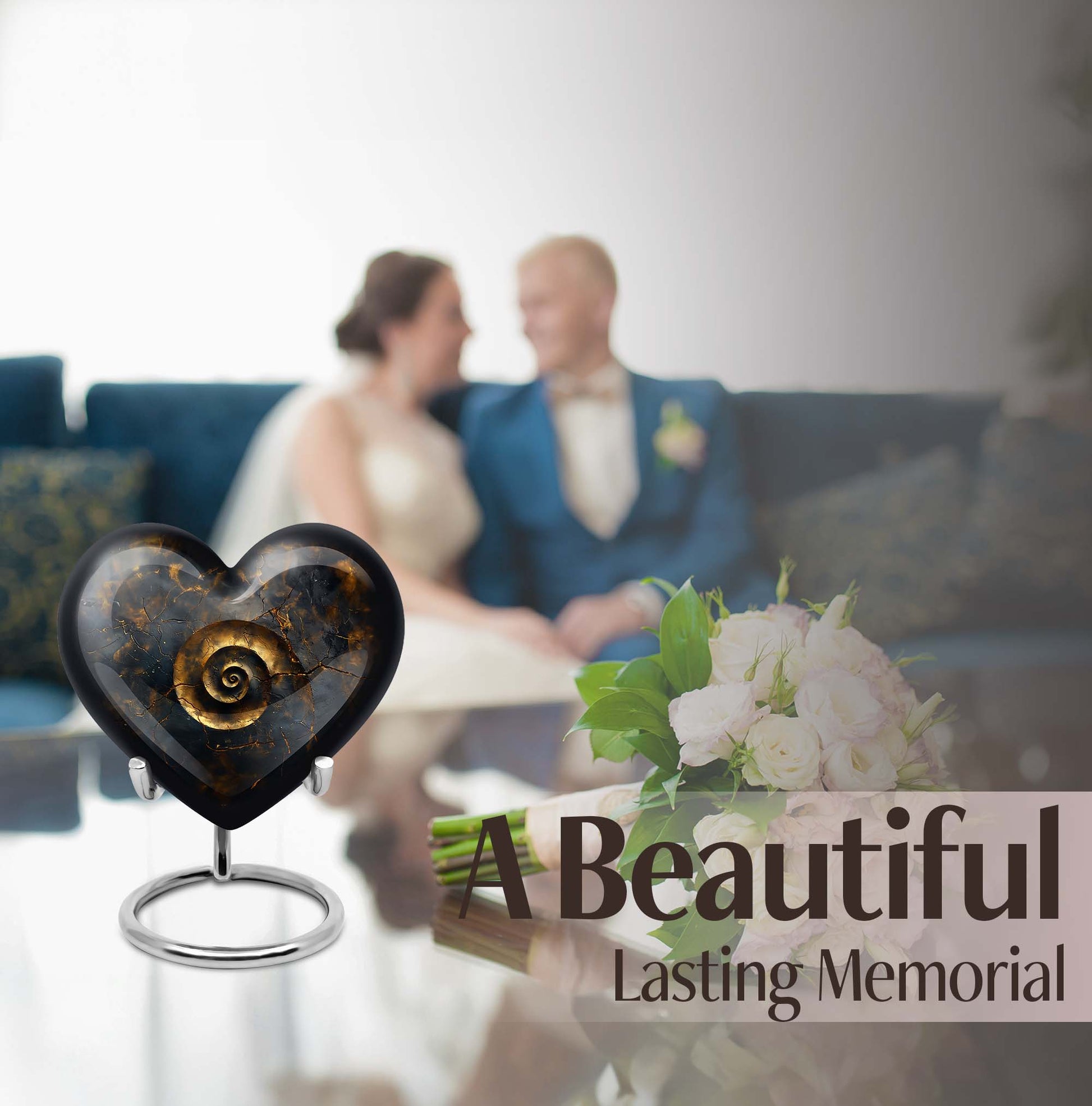 10-inch abstract heart spiral urn for cremation or burial