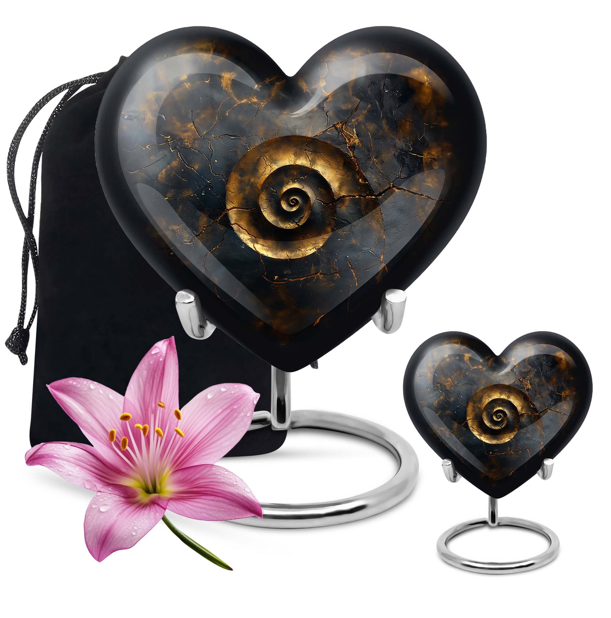 10-inch abstract heart spiral urn for cremation or burial