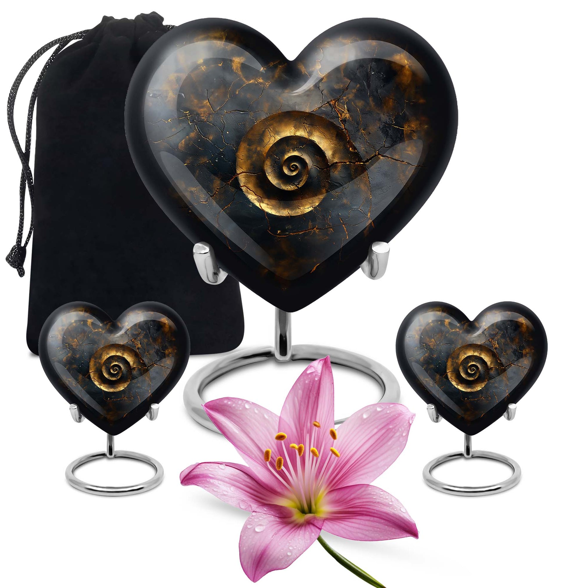 10-inch abstract heart spiral urn for cremation or burial