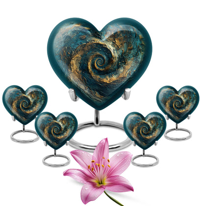 10-inch spiral and heart-shaped cremation urn for women