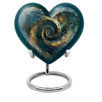 10-inch spiral and heart-shaped cremation urn for women