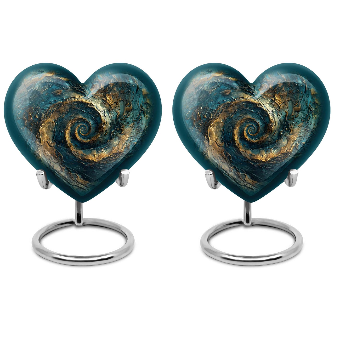 10-inch spiral and heart-shaped cremation urn for women