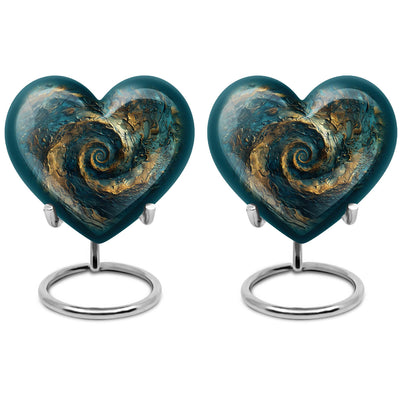 10-inch spiral and heart-shaped cremation urn for women