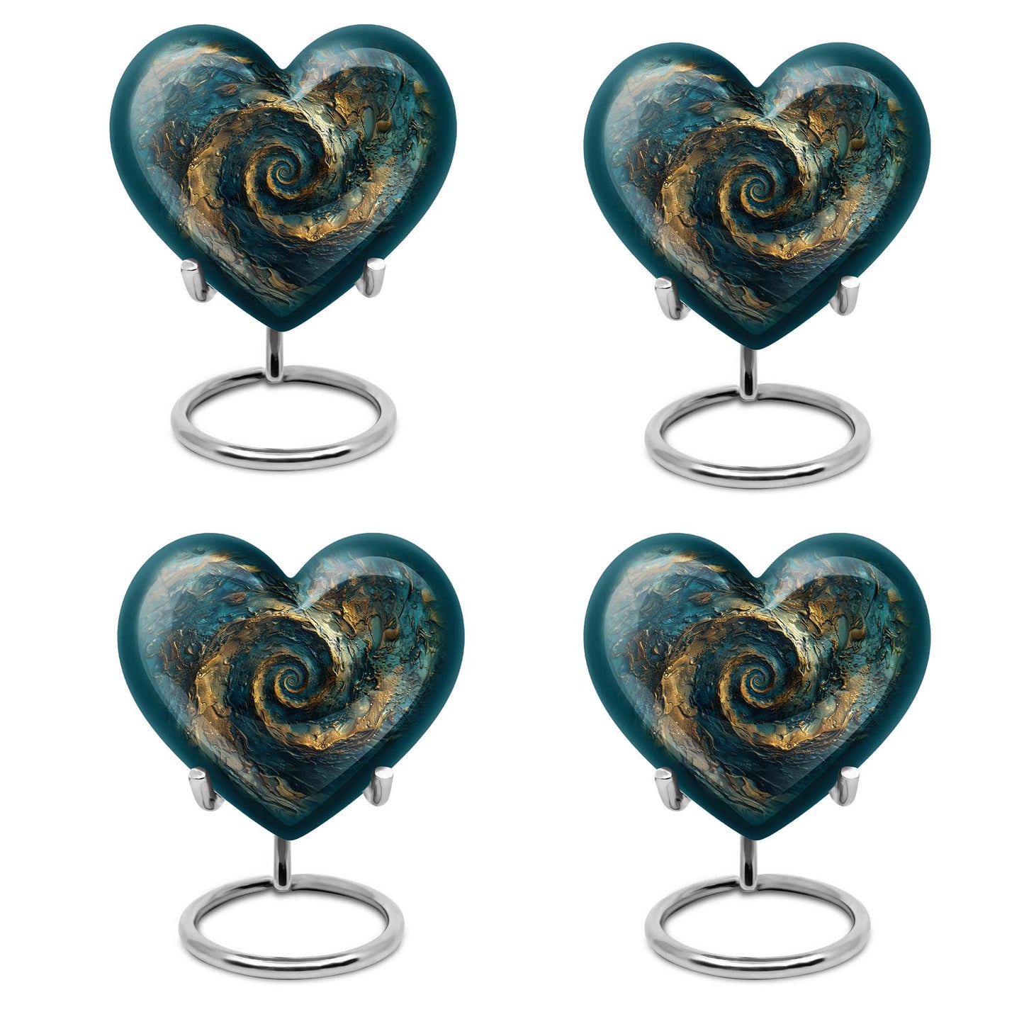10-inch spiral and heart-shaped cremation urn for women