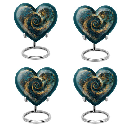 10-inch spiral and heart-shaped cremation urn for women