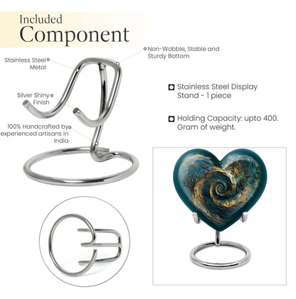 10-inch spiral and heart-shaped cremation urn for women