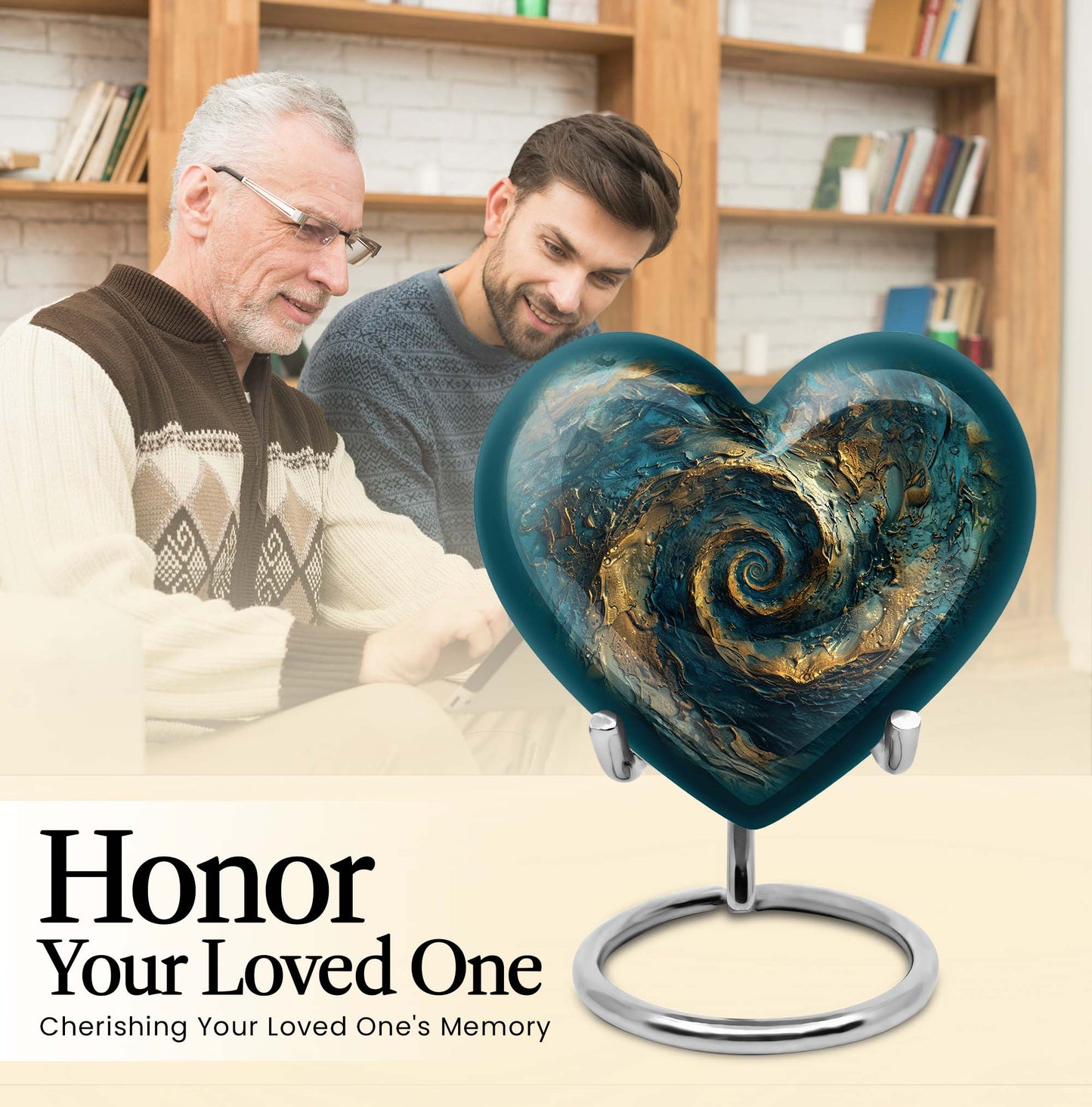 10-inch spiral and heart-shaped cremation urn for women