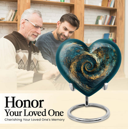 10-inch spiral and heart-shaped cremation urn for women