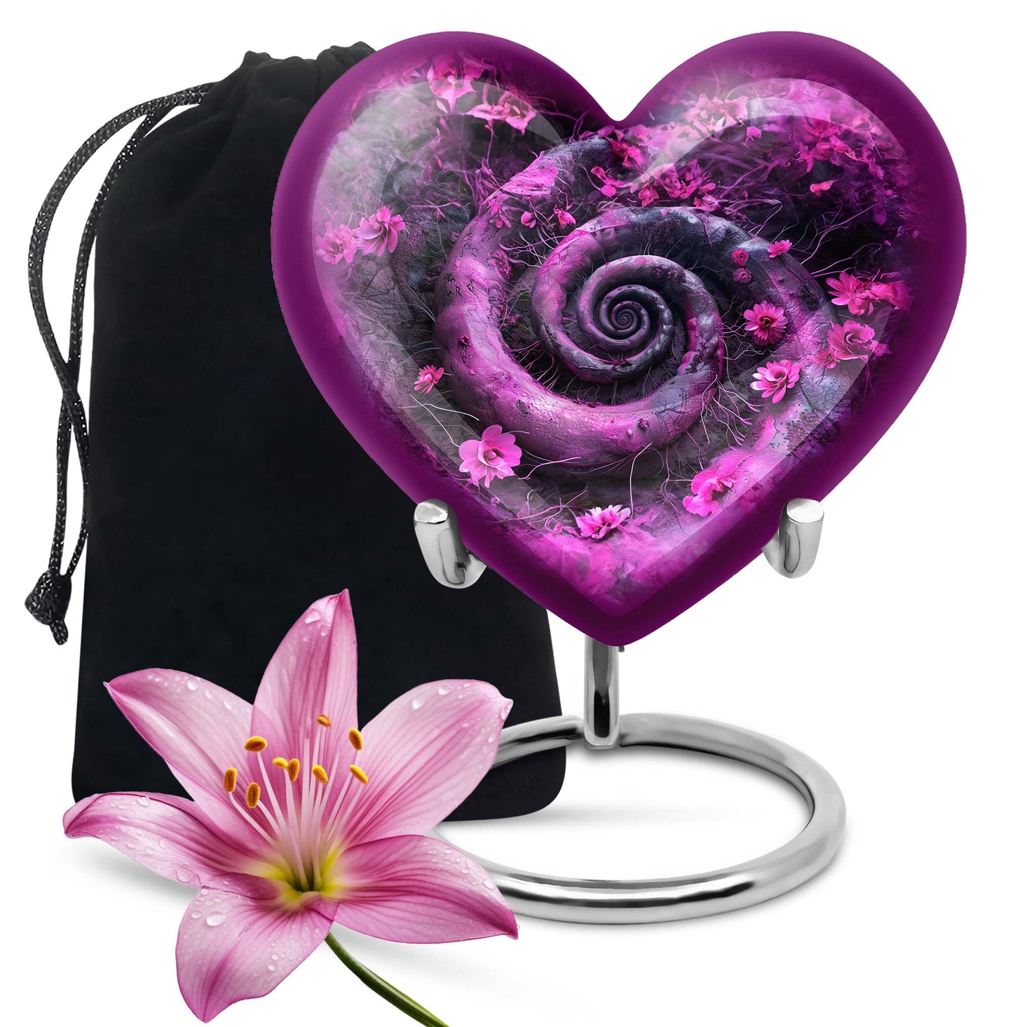 Heart design 10-inch spiral urn for cremation