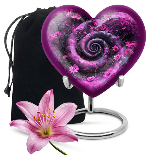 Heart design 10-inch spiral urn for cremation
