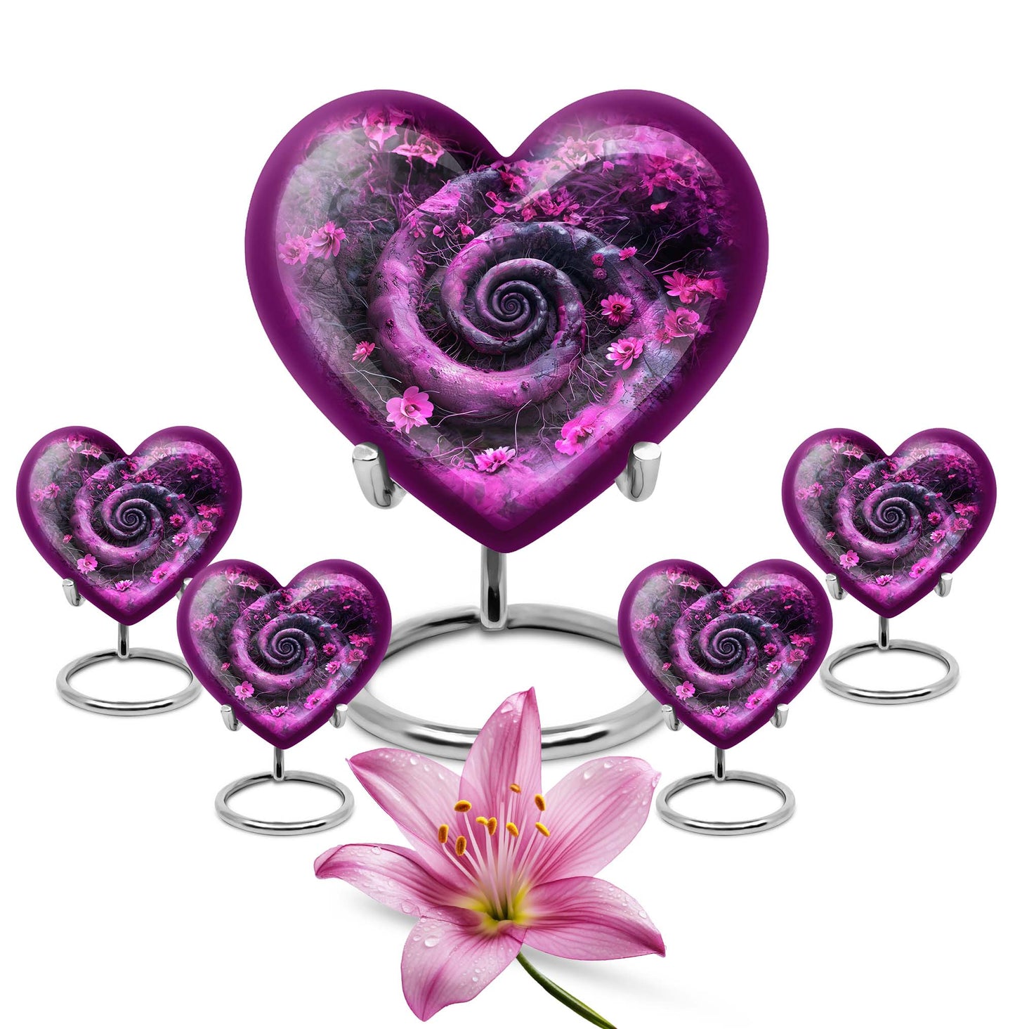Heart design 10-inch spiral urn for cremation