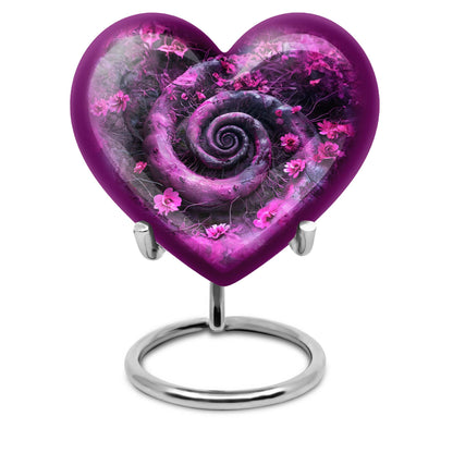 Heart design 10-inch spiral urn for cremation