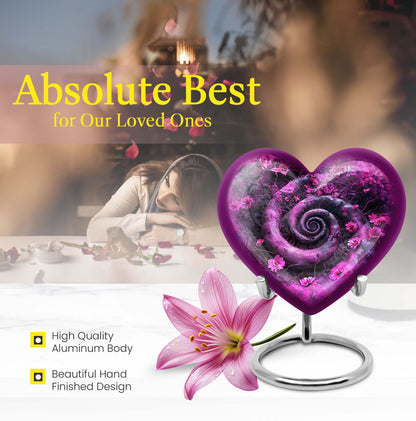 Heart design 10-inch spiral urn for cremation