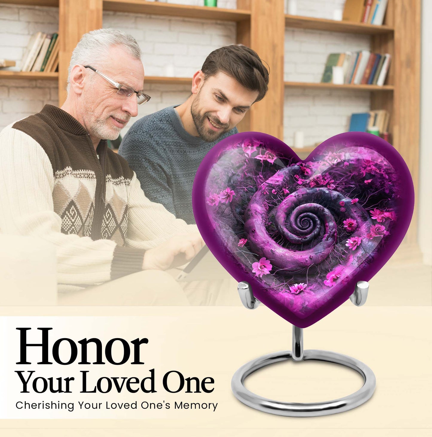 Heart design 10-inch spiral urn for cremation