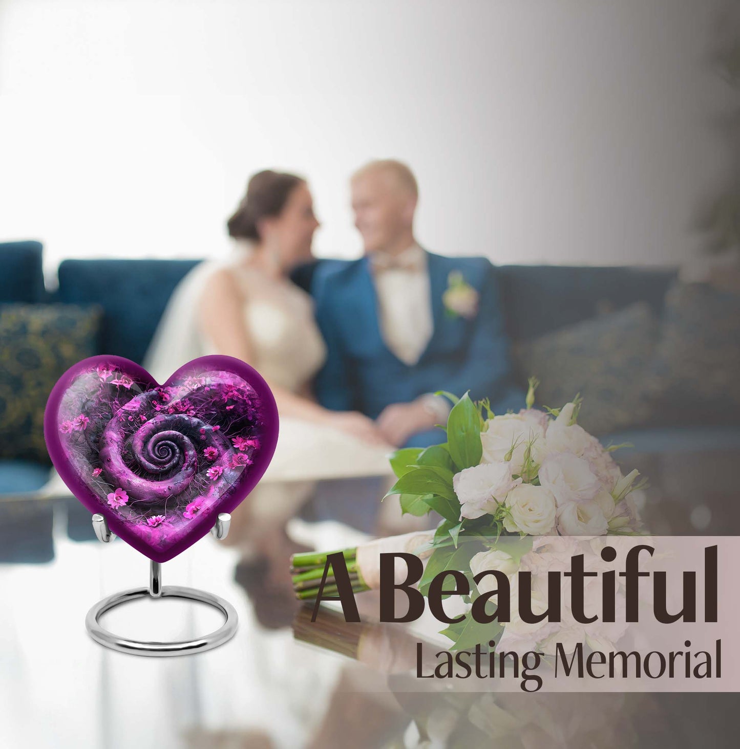 Heart design 10-inch spiral urn for cremation