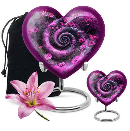 Heart design 10-inch spiral urn for cremation