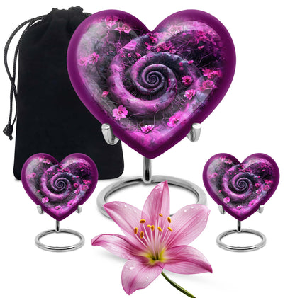 Heart design 10-inch spiral urn for cremation