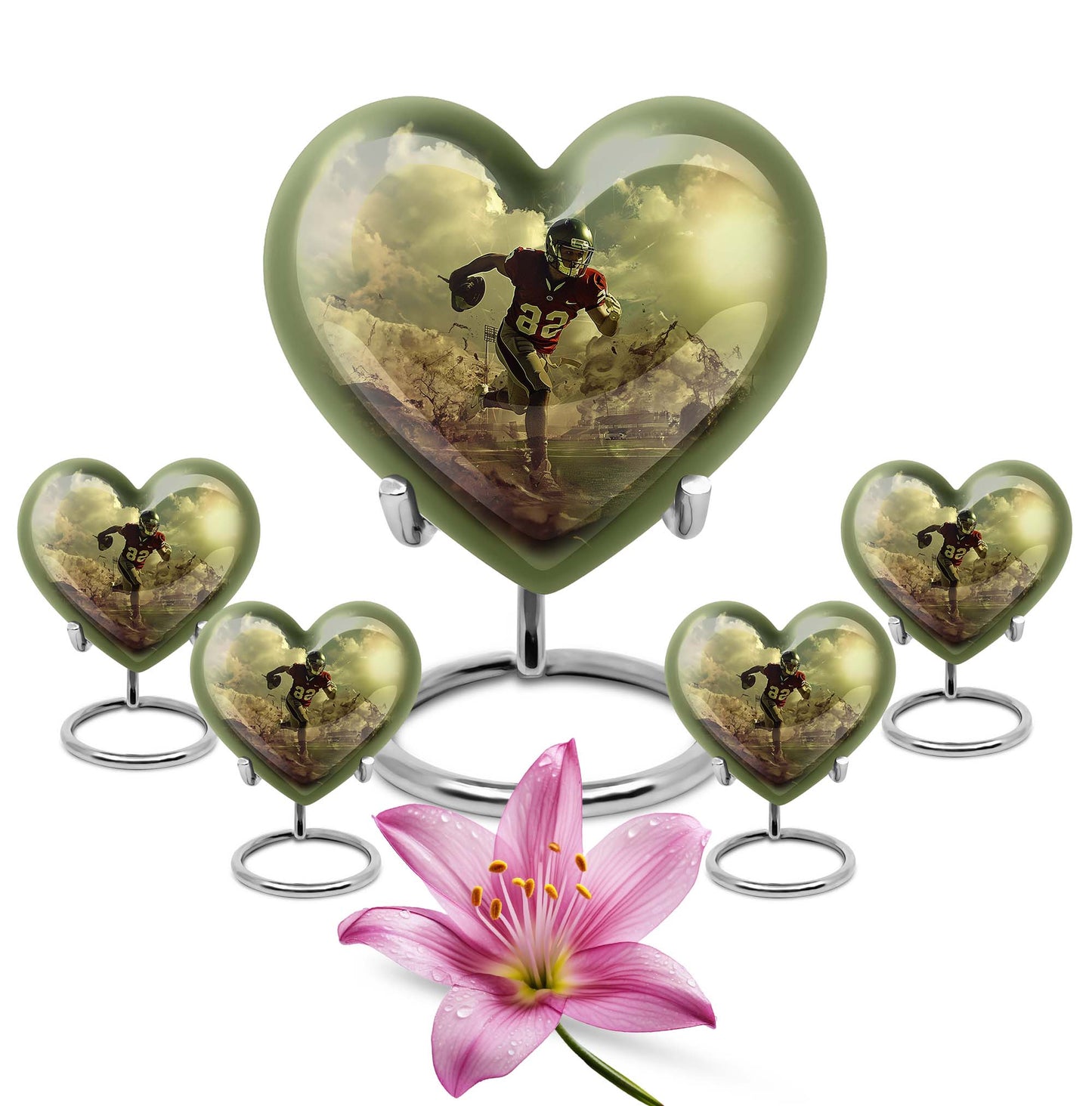 heart shaped football urn for adult human ashes