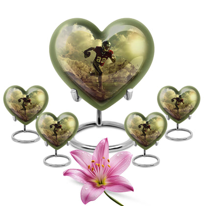 heart shaped football urn for adult human ashes
