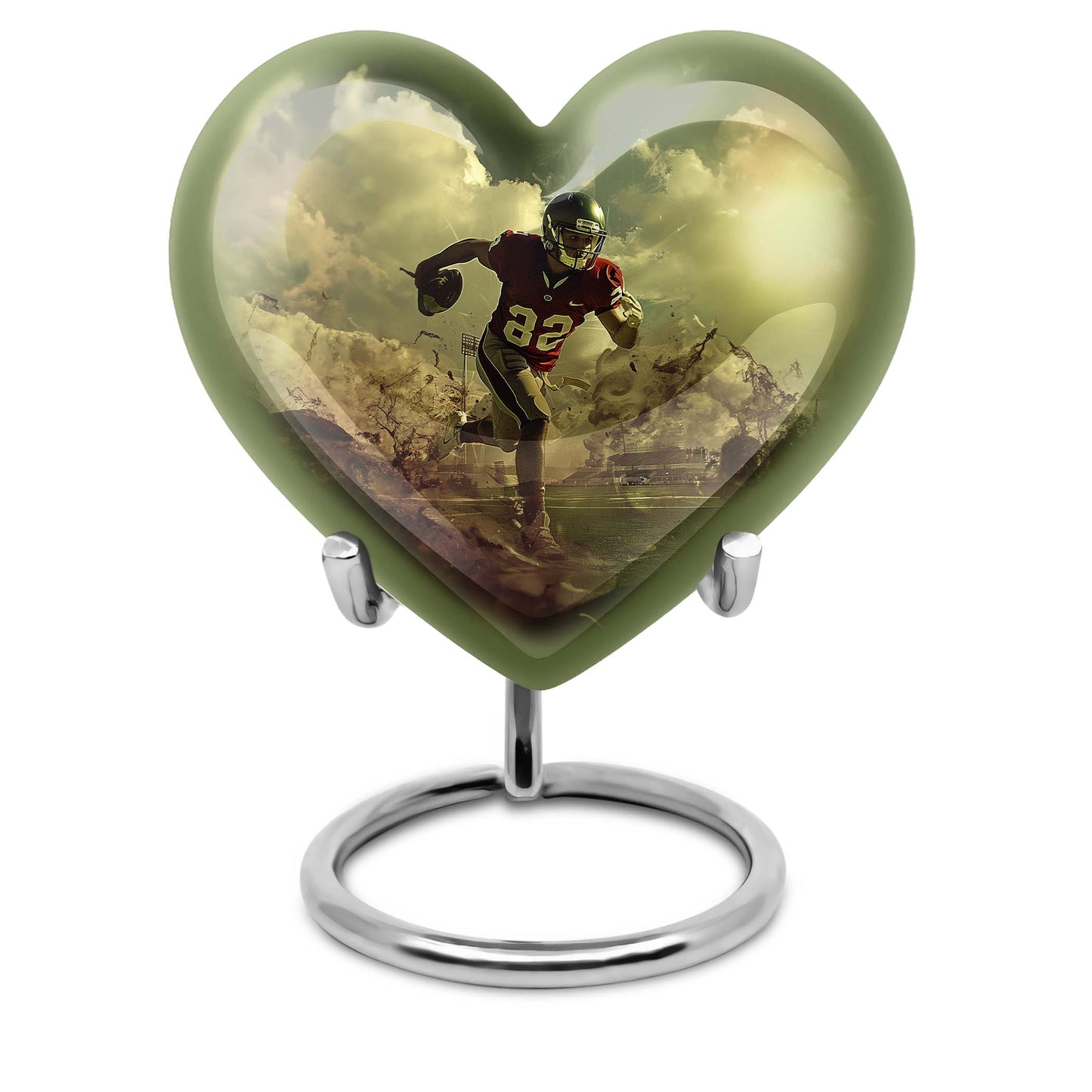 heart shaped football urn for adult human ashes