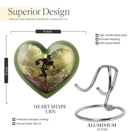 heart shaped football urn for adult human ashes