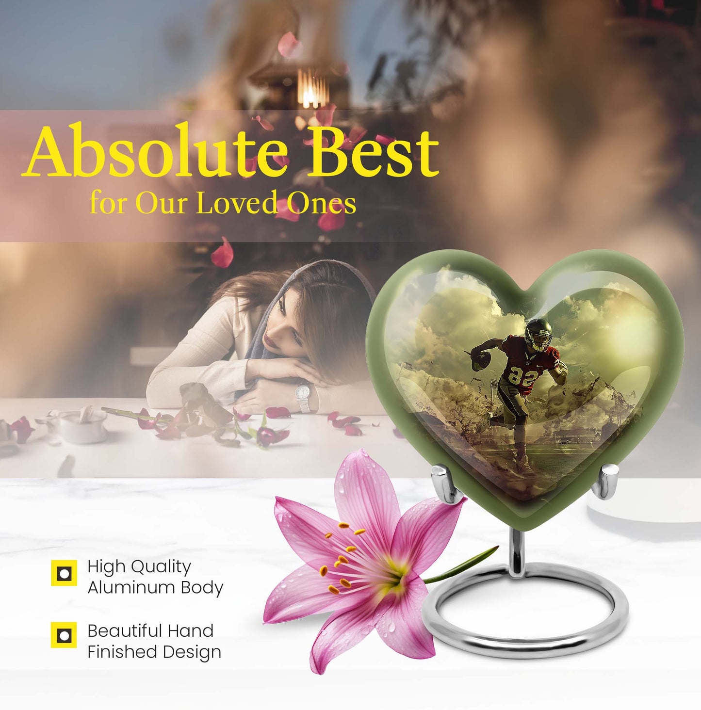 heart shaped football urn for adult human ashes