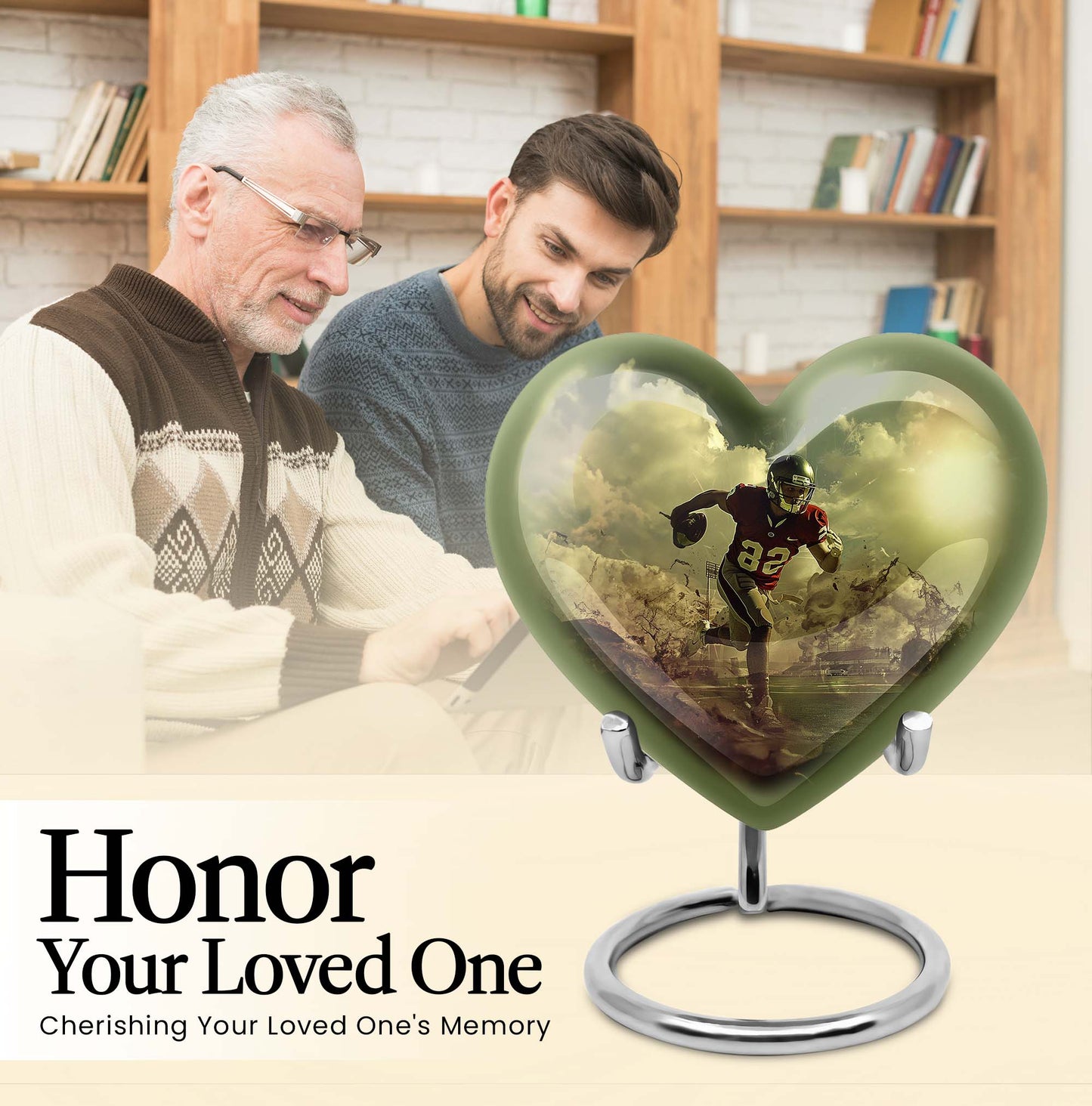 heart shaped football urn for adult human ashes