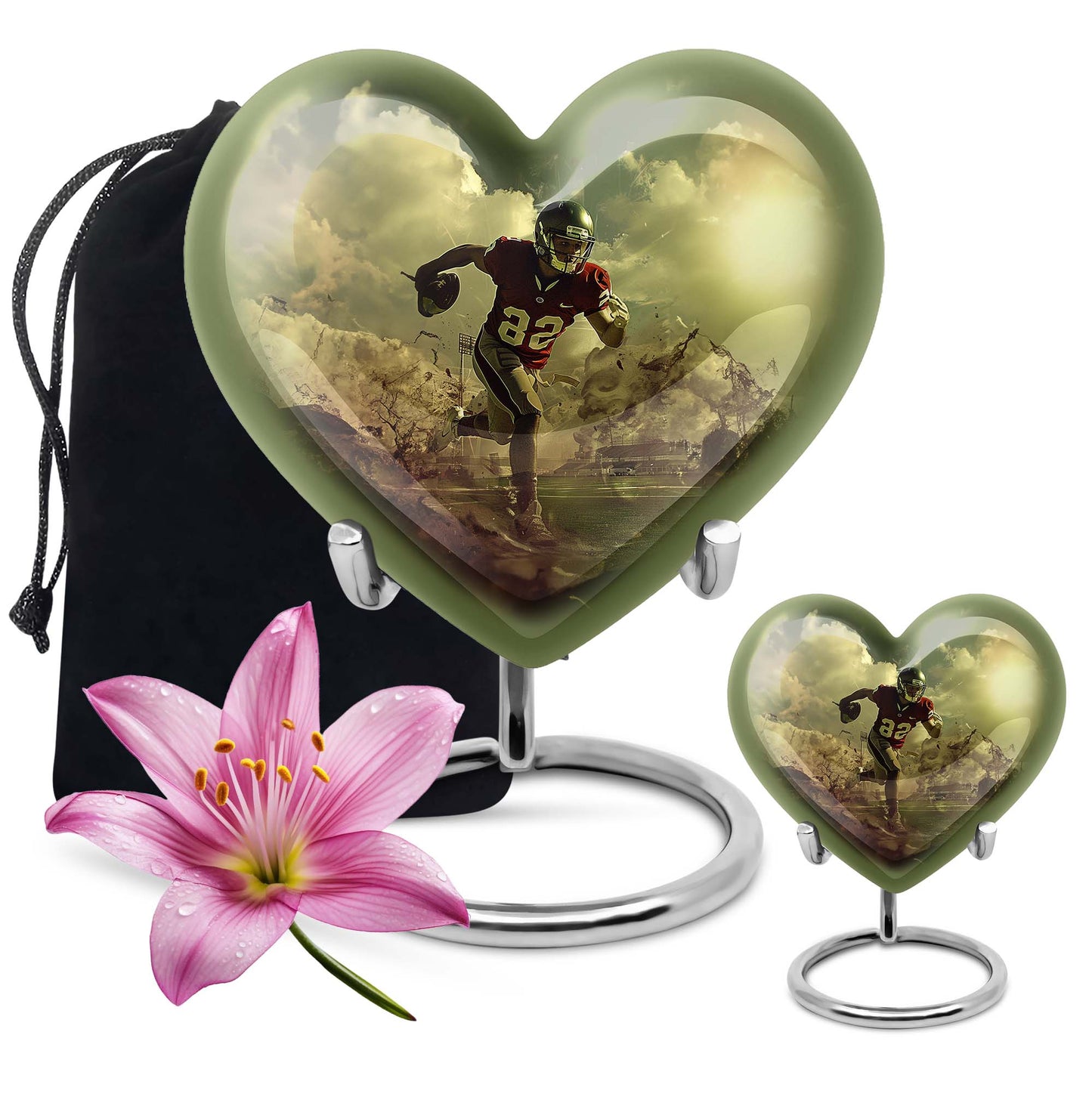 heart shaped football urn for adult human ashes
