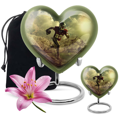 heart shaped football urn for adult human ashes