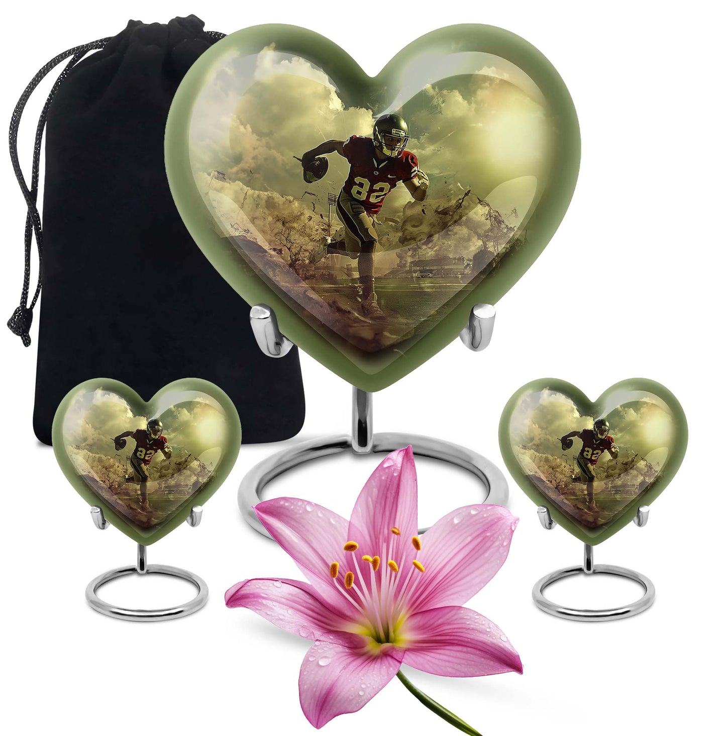 heart shaped football urn for adult human ashes