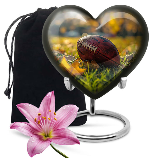 Heart Design Football Urn, Memorial Large Urn for Ashes