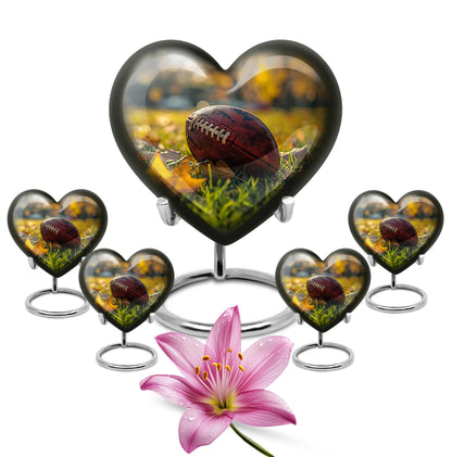 Heart Design Football Urn, Memorial Large Urn for Ashes