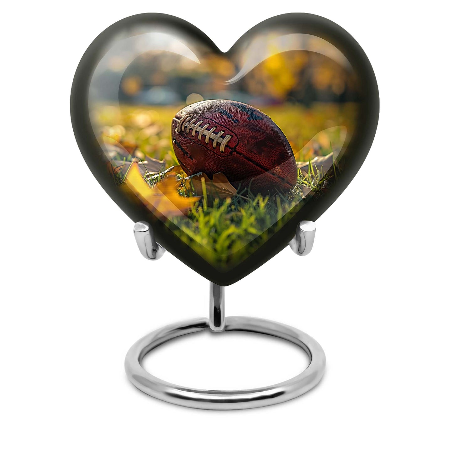 Heart Design Football Urn, Memorial Large Urn for Ashes
