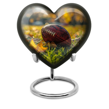 Heart Design Football Urn, Memorial Large Urn for Ashes