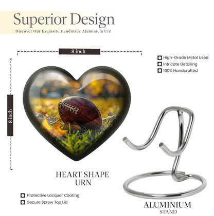 Heart Design Football Urn, Memorial Large Urn for Ashes