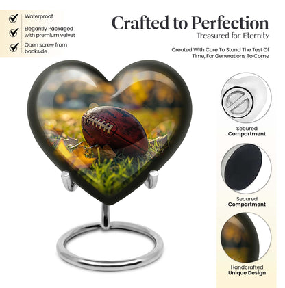 Heart Design Football Urn, Memorial Large Urn for Ashes