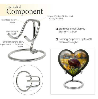 Heart Design Football Urn, Memorial Large Urn for Ashes