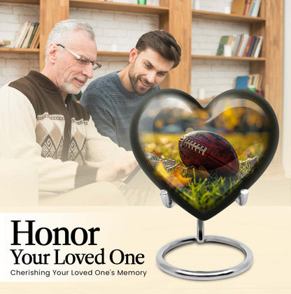 Heart Design Football Urn, Memorial Large Urn for Ashes