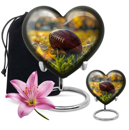 Heart Design Football Urn, Memorial Large Urn for Ashes