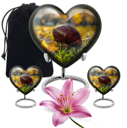 Heart Design Football Urn, Memorial Large Urn for Ashes