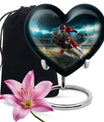10-inch heart-shaped football urn, aluminium cremation urn for adult female ashes
