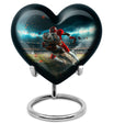10-inch heart-shaped football urn, aluminium cremation urn for adult female ashes