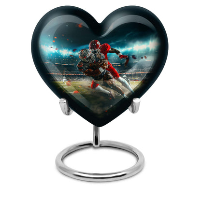 10-inch heart-shaped football urn, aluminium cremation urn for adult female ashes