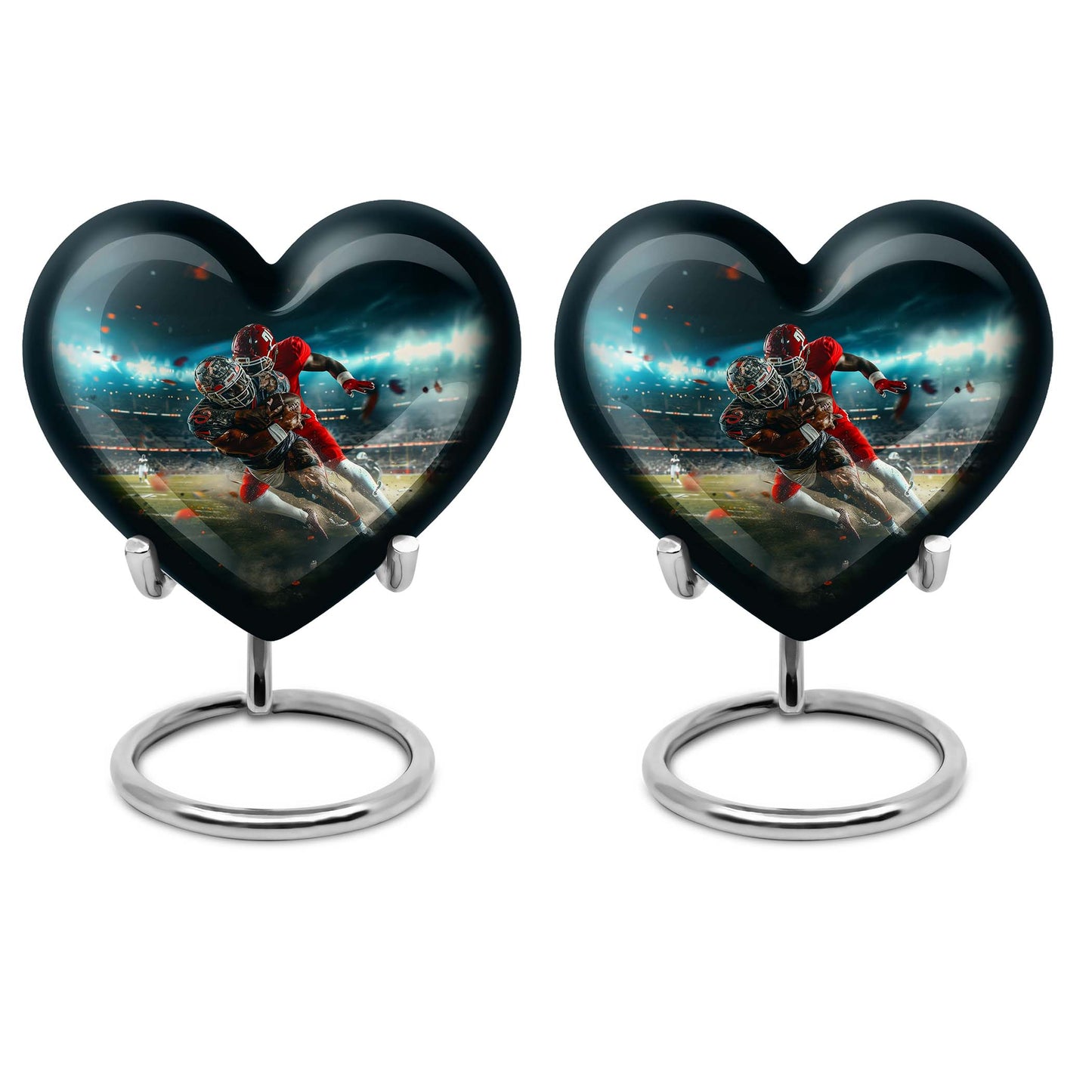 10-inch heart-shaped football urn, aluminium cremation urn for adult female ashes