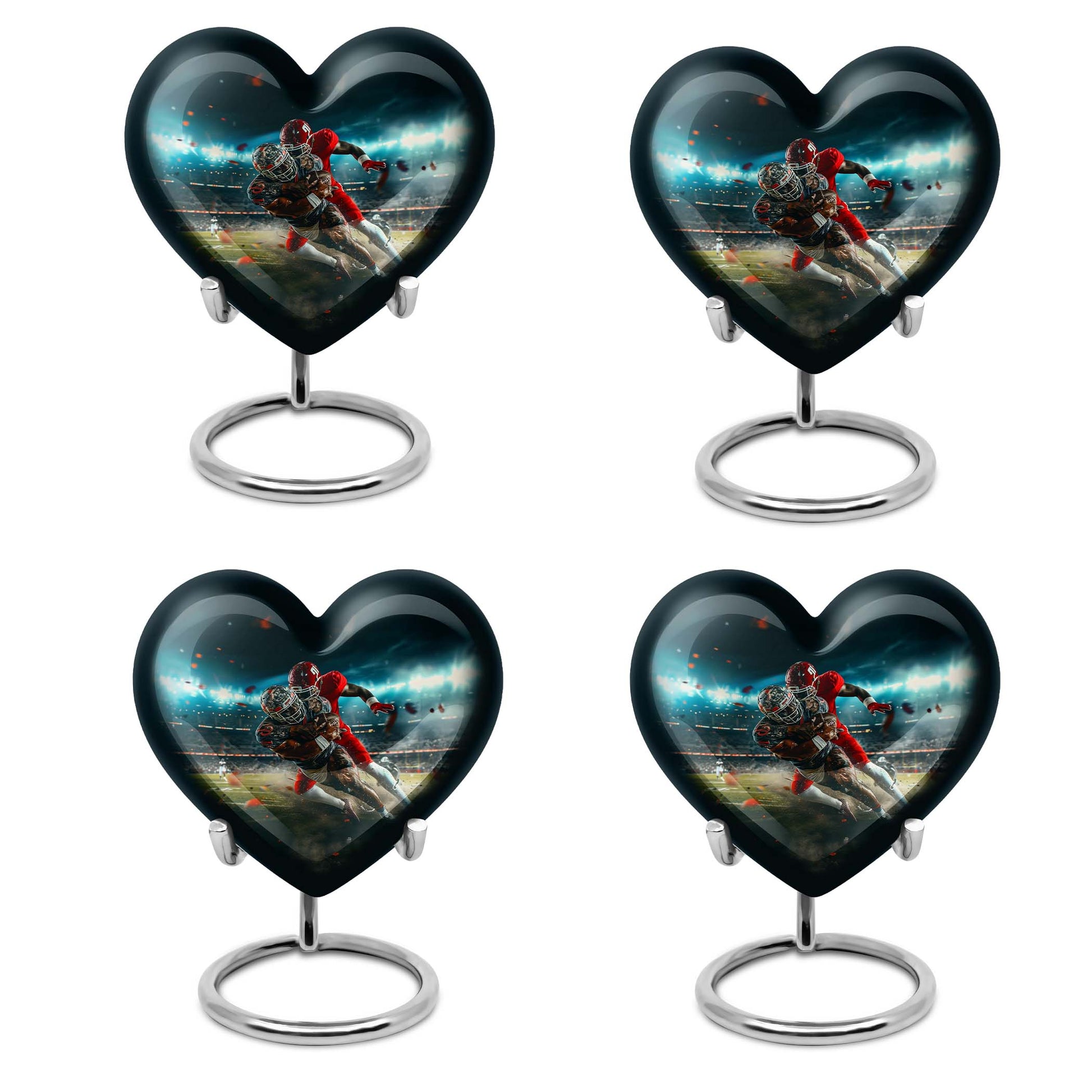 10-inch heart-shaped football urn, aluminium cremation urn for adult female ashes