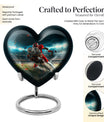 10-inch heart-shaped football urn, aluminium cremation urn for adult female ashes