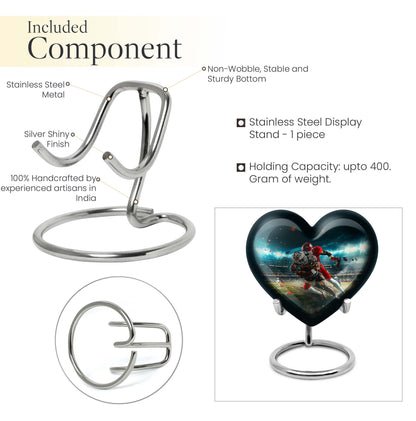 10-inch heart-shaped football urn, aluminium cremation urn for adult female ashes