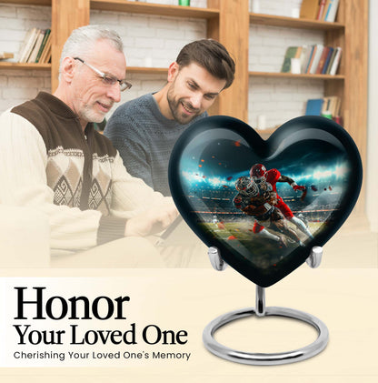 10-inch heart-shaped football urn, aluminium cremation urn for adult female ashes