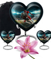 10-inch heart-shaped football urn, aluminium cremation urn for adult female ashes