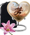 Heart-shaped, 10-inch football memorial urn